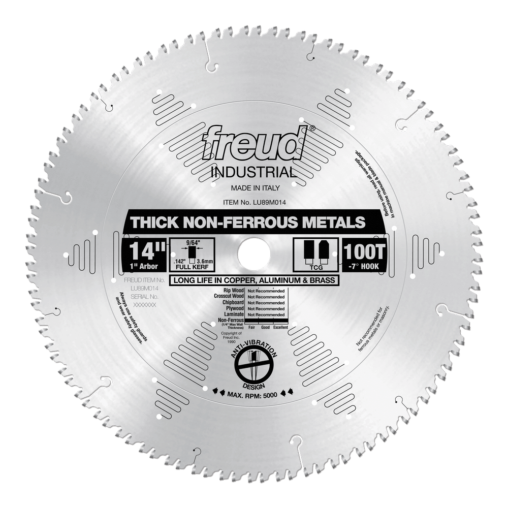 Freud 14 in. D X 1 in. Thick Aluminum TiCo Hi-Density Carbide Circular Saw Blade 100 teeth 1 pk