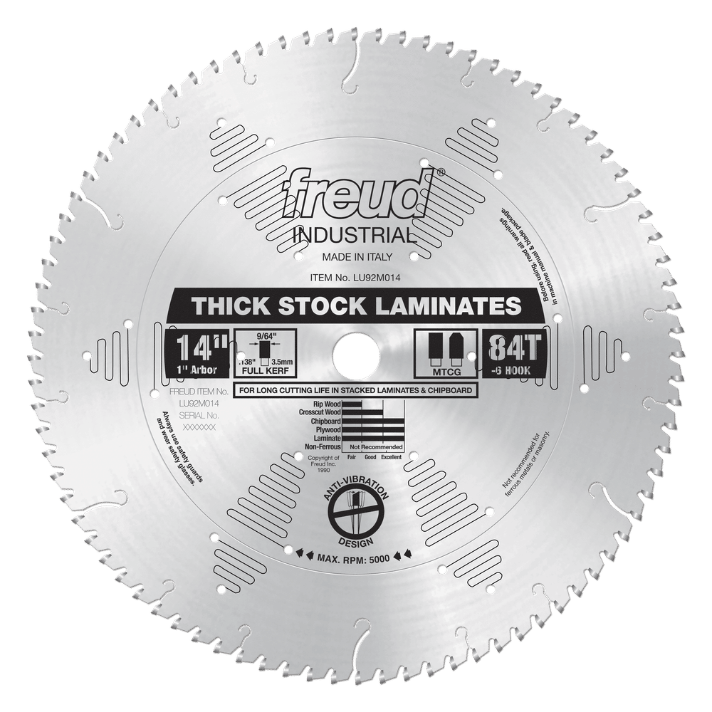 Freud 14 in. D X 1 in. Thick Laminate TiCo Hi-Density Carbide Circular Saw Blade 84 teeth 1 pk