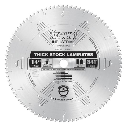 Freud 14 in. D X 1 in. Thick Laminate TiCo Hi-Density Carbide Circular Saw Blade 84 teeth 1 pk