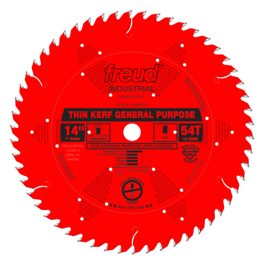 Freud 14 in. D X 1 in. Thin Kerf GP TiCo Hi-Density Carbide Circular Saw Blade 54 teeth 1 pk