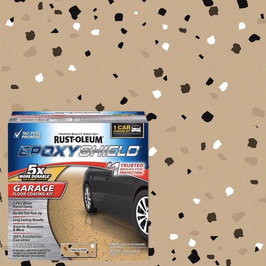 Rust-Oleum EpoxyShield Gloss Tan Water-Based Amine Cured Epoxy Garage Floor Coating Kit 1 gal