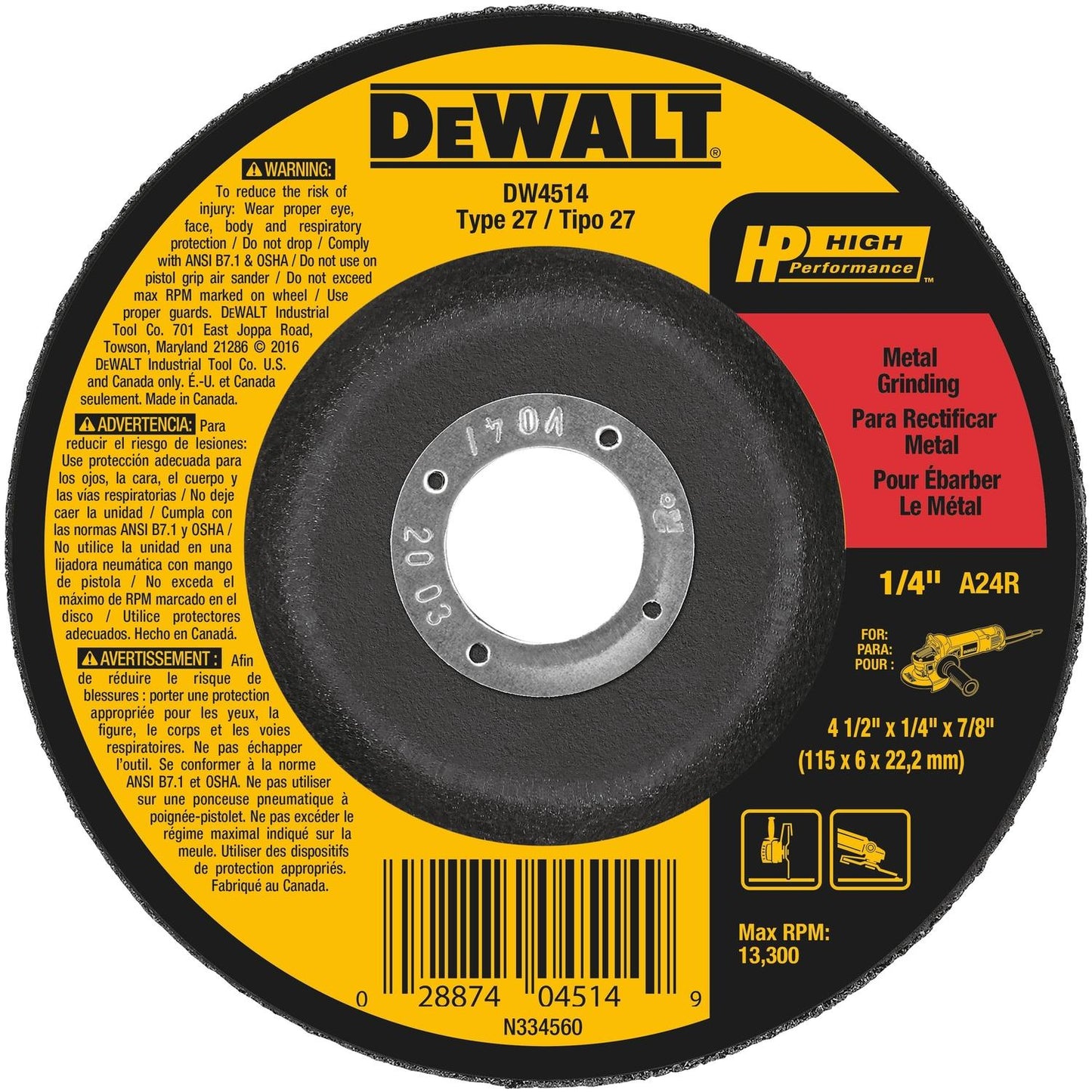 MTL GRIND WHL T27 4.5"