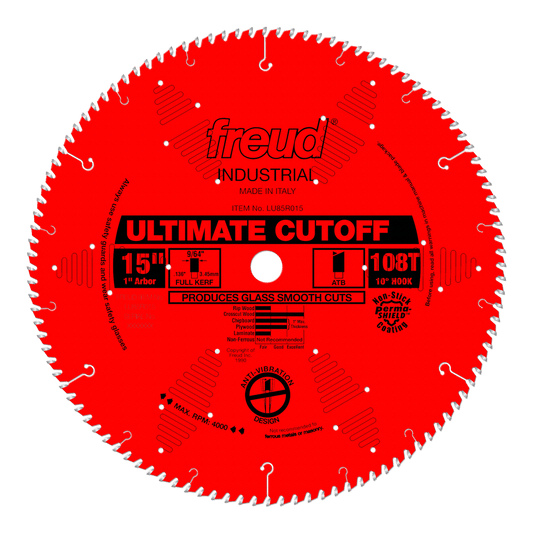 Freud 15 in. D X 1 in. Crosscutting TiCo Hi-Density Carbide Circular Saw Blade 108 teeth 1 pk