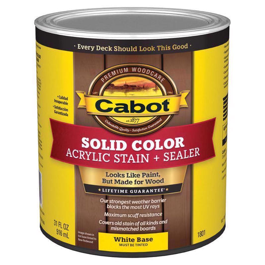 Cabot Solid Color Acrylic Stain & Sealer Solid Tintable White Base Water-Based Acrylic Deck Stain 1