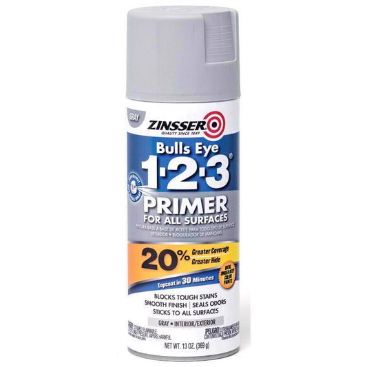 Zinsser Bulls Eye 123 Gray Water-Based Alkyd Primer 13 oz