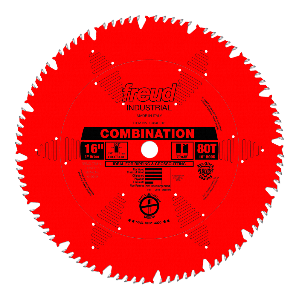 Freud 16 in. D X 1 in. Combination TiCo Hi-Density Carbide Combination Saw Blade 80 teeth 1 pk
