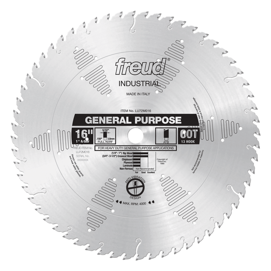 Freud 16 in. D X 1 in. General Purpose TiCo Hi-Density Carbide Circular Saw Blade 60 teeth 1 pk