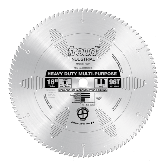 Freud 16 in. D X 1 in. HD Multi-Purpose TiCo Hi-Density Carbide Circular Saw Blade 96 teeth 1 pk