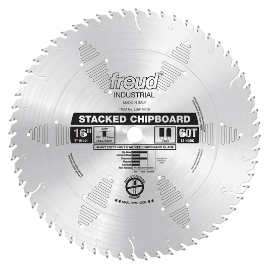 Freud 16 in. D X 1 in. HD Stacked Chipboard TiCo Hi-Density Carbide Saw Blade 60 teeth 1 pk