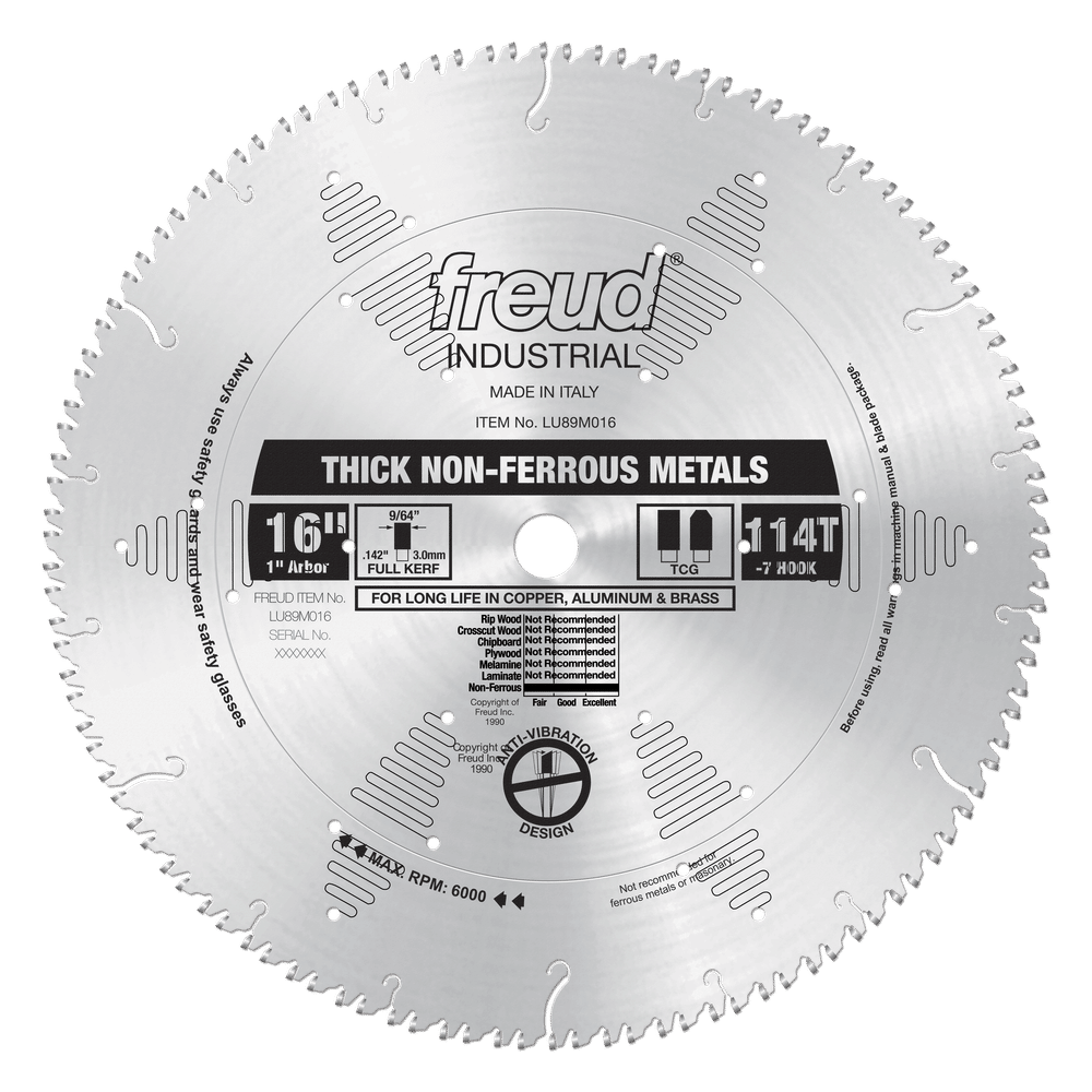 Freud 16 in. D X 1 in. Thick Aluminum TiCo Hi-Density Carbide Circular Saw Blade 114 teeth 1 pk