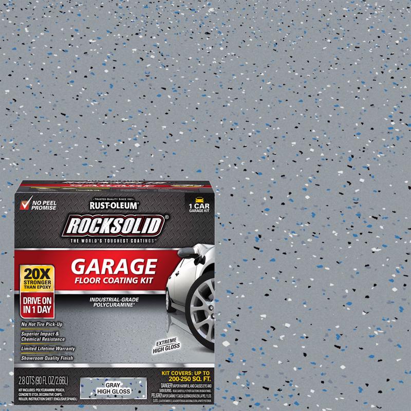 Rust-Oleum RockSolid High-Gloss Gray Solvent-Based Polycuramine Garage Floor Coating Kit 90 oz