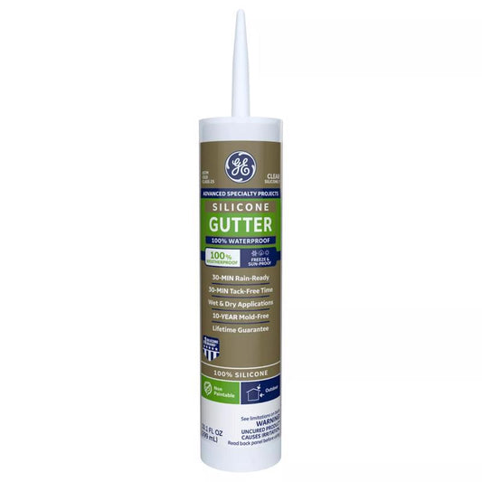 GE Advanced Clear Silicone 2 Gutter and Flashing Caulk Sealant 10.1 oz