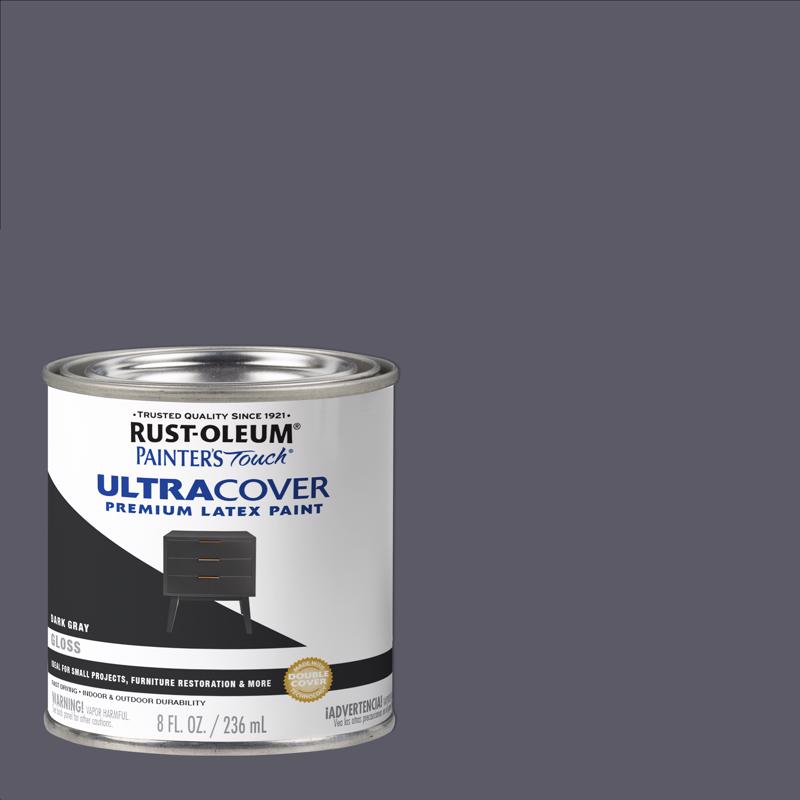 Rust-Oleum Painters Touch Ultra Cover Gloss Dark Gray Water-Based Latex Ultra Cover Paint 0.5 pt