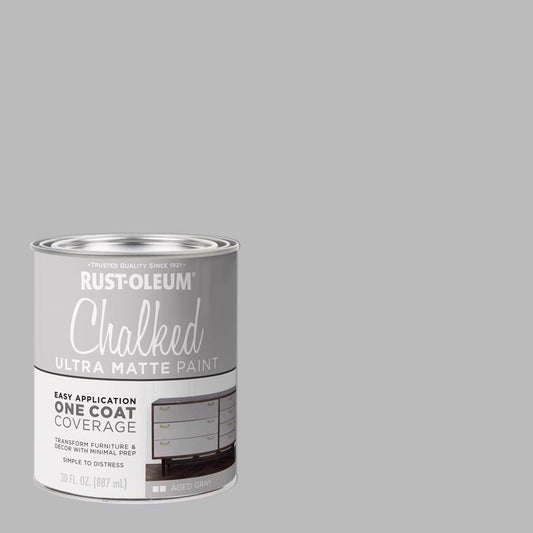 Rust-Oleum Chalked Ultra Matte Aged Gray Water-Based Acrylic Chalk Paint 30 oz