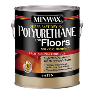 Minwax Satin Clear Oil-Based Fast-Drying Polyurethane Floor Varnish 1 gal 130250000, Pack of 2