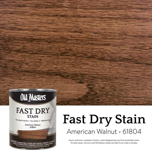 Old Masters Professional Semi-Transparent American Walnut Oil-Based Alkyd Fast Dry Wood Stain 1 qt