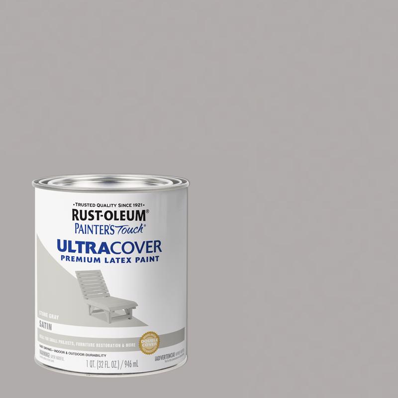 Rust-Oleum Painters Touch Satin Stone Gray Water-Based Ultra Cover Paint Exterior and Interior 1 qt