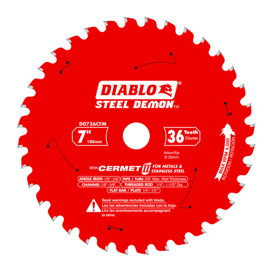 Diablo Steel Demon 7-1/4 in. D X 20 in. Cermet Metal Saw Blade 36 teeth 1 pk