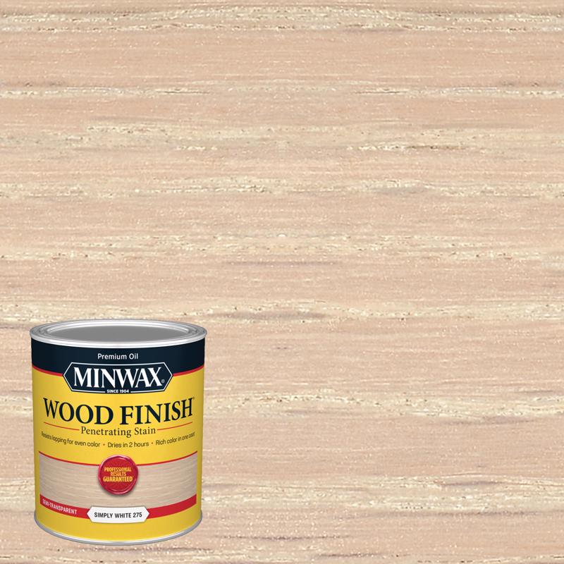 Minwax Wood Finish Semi-Transparent Simply White Oil-Based Penetrating Wood Stain 1 qt