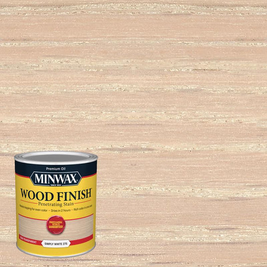 Minwax Wood Finish Semi-Transparent Simply White Oil-Based Penetrating Wood Stain 1 qt
