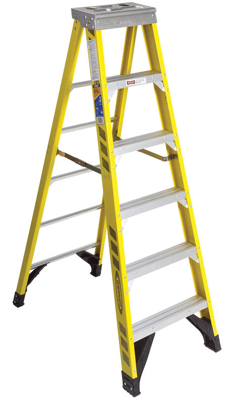 Werner 6 ft. H Fiberglass Step Ladder Type IAA 375 lb. cap.