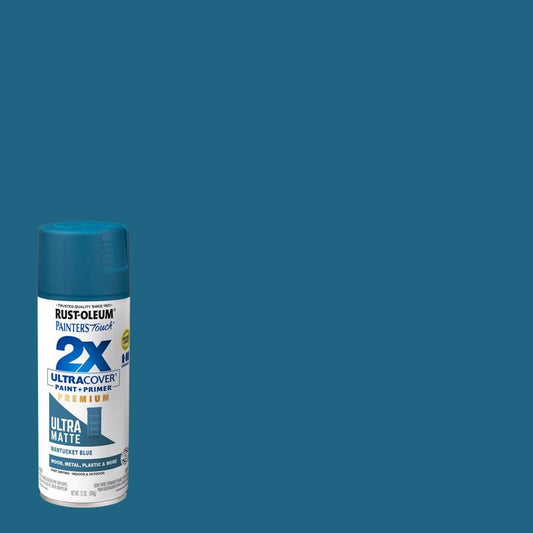 Rust-Oleum Painter's Touch 2X Ultra Cover Ultra Matte Nantucket Blue Paint+Primer Spray Paint 12 oz