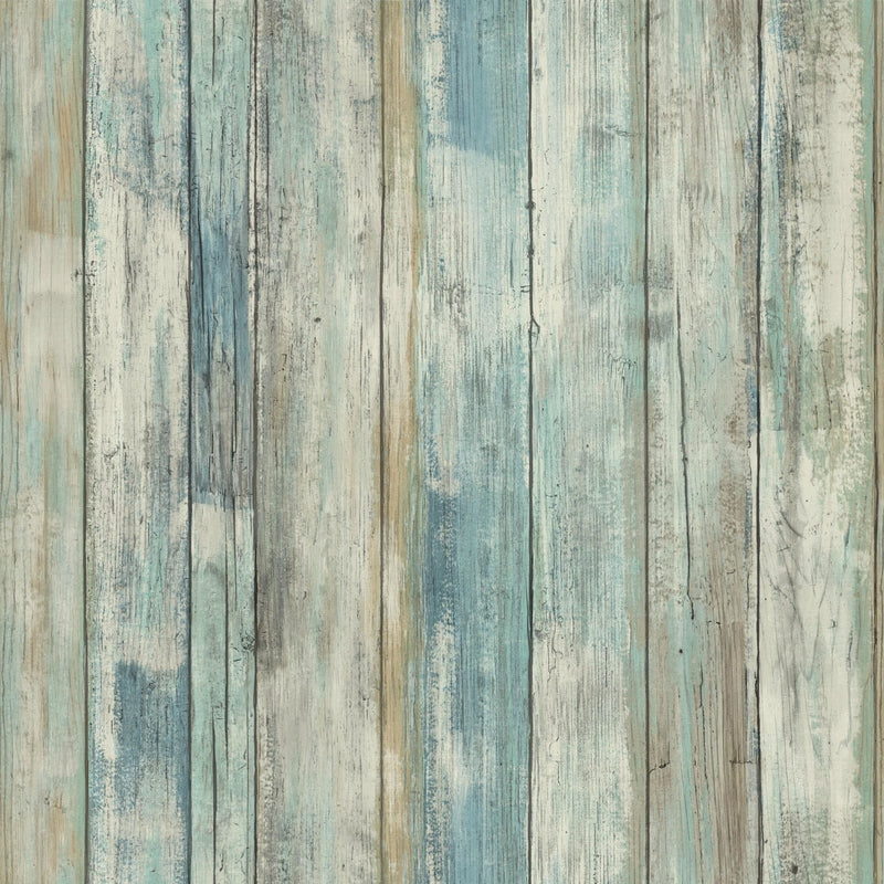 RoomMates 20.5 in. W X 16.5 in. L Distressed Wood Blue Peel and Stick Wallpaper