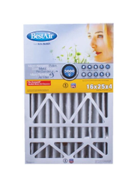 BestAir 25 in. W X 16 in. H X 4 in. 13 MERV Pleated Air Filter 1 pk