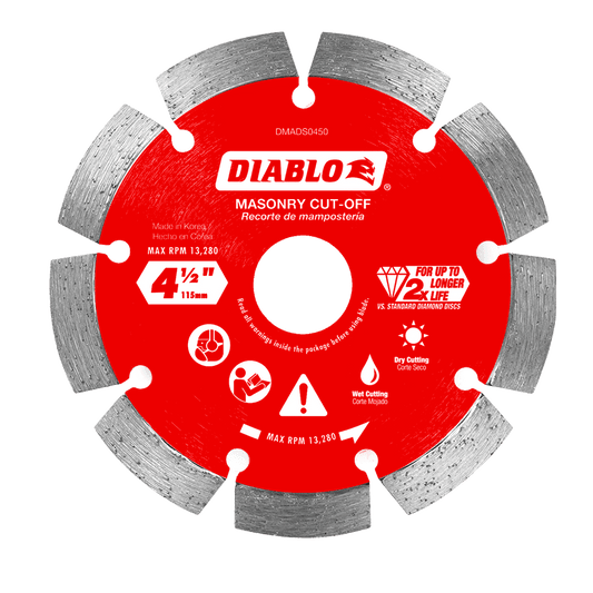 Diablo 4-1/2 in. D X 7/8 in. X .087 in. thick Diamond Masonry Cut-Off Disc 1 pk