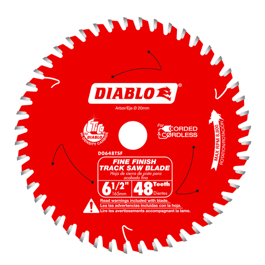 Diablo 6-1/2 in. D X 20 mm Carbide Tipped Track Saw Blade 48 teeth 1 pk