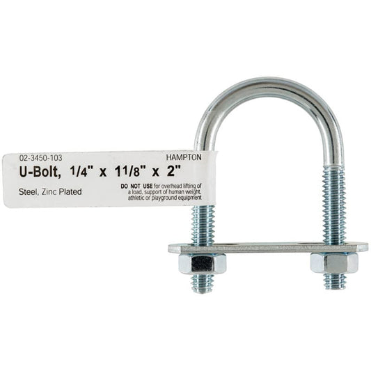 Hampton 1/4 in. X 1-1/8 in. W X 2 in. L Coarse Zinc-Plated Steel U-Bolt