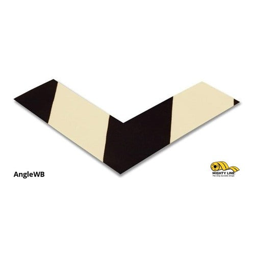 2" Wide Solid White Angle With Black Chevrons - Pack of 100 - Safety Floor Tape & Floor Marking