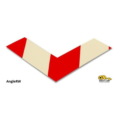 2" Wide Solid White Angle With Red Chevrons - Pack of 100 - Safety Floor Tape & Floor Marking