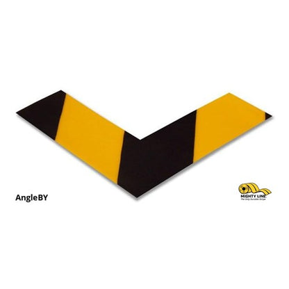 2" Wide Solid Yellow Angle With Black Chevrons - Pack of 100 - Safety Floor Tape & Floor Marking
