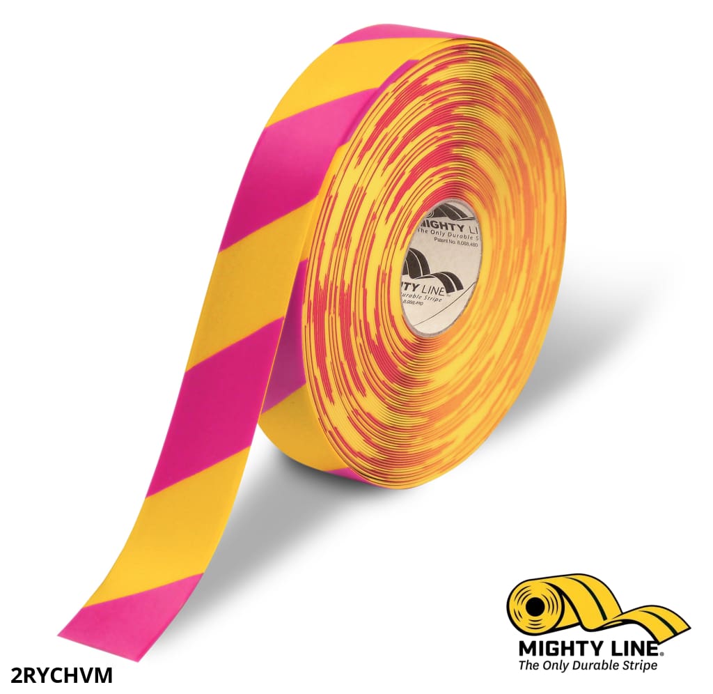2” Yellow Floor Tape with Magenta Chevrons - 100' Roll