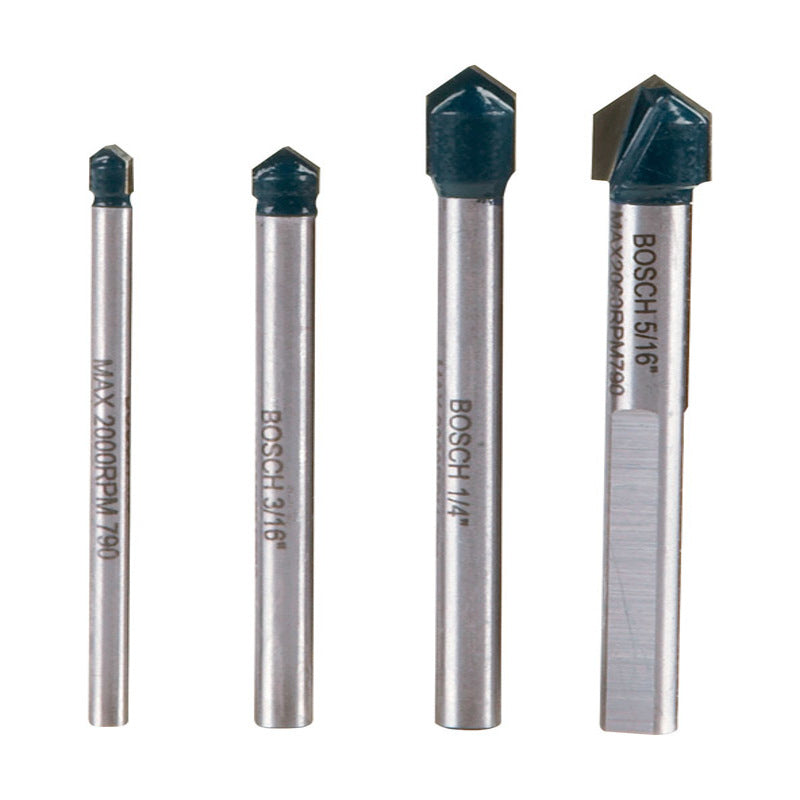 Bosch Assorted Carbide Tipped Glass and Tile Bit Set 3-Flat Shank 4 pc