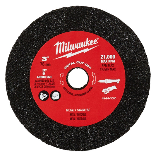 Milwaukee 3 in. D X 3/8 in. X 0.04 in. thick Metal Cut-Off Wheel 3 pc