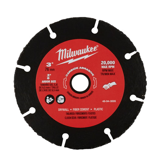Milwaukee 3 in. D X 3/8 in. X 0.040 in. thick Carbide Abrasive Cut-Off Blade 1 pc