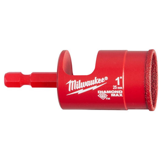 Milwaukee Diamond Max 1 in. Diamond Grit Glass/Porcelain/Tile/Stone 3 in. L X 1/4 in. D Hole Saw Arb