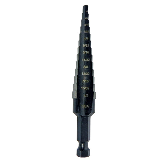 IRWIN Unibit 1/8 to 1/2 in. High Speed Steel Step Drill Bit Square Shank 1 pc