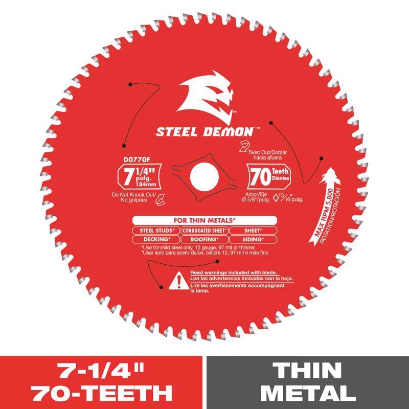 Diablo Steel Demon 7-1/4 in. D X 5/8 in. TiCo Hi-Density Carbide Ferrous Metal Saw Blade