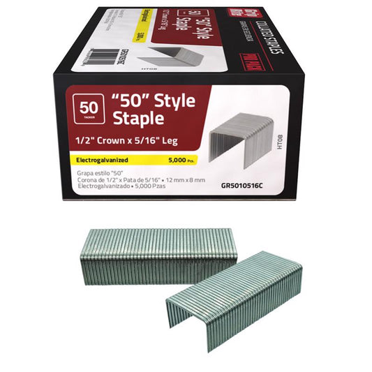 Grip-Rite 50-Style 1/2 in. W X 5/16 in. L 21 Ga. Insulated Crown Hammer Tacker Staples 5000 pk