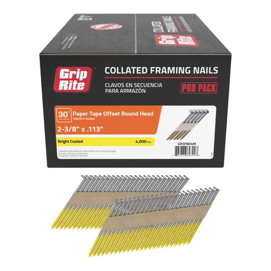 Grip-Rite 2-3/8 in. L Angled Strip Bright Framing Nails 30 deg 4000 pk