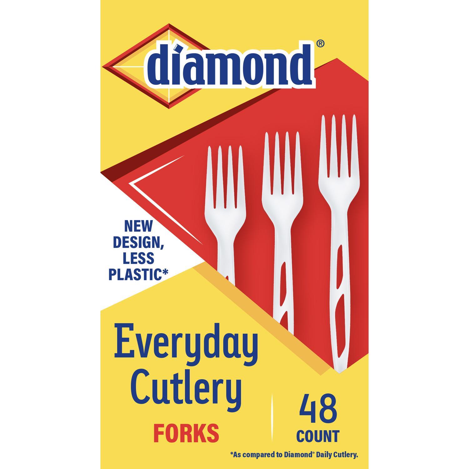 Diamond White Plastic Heavy Duty Forks 48 pk