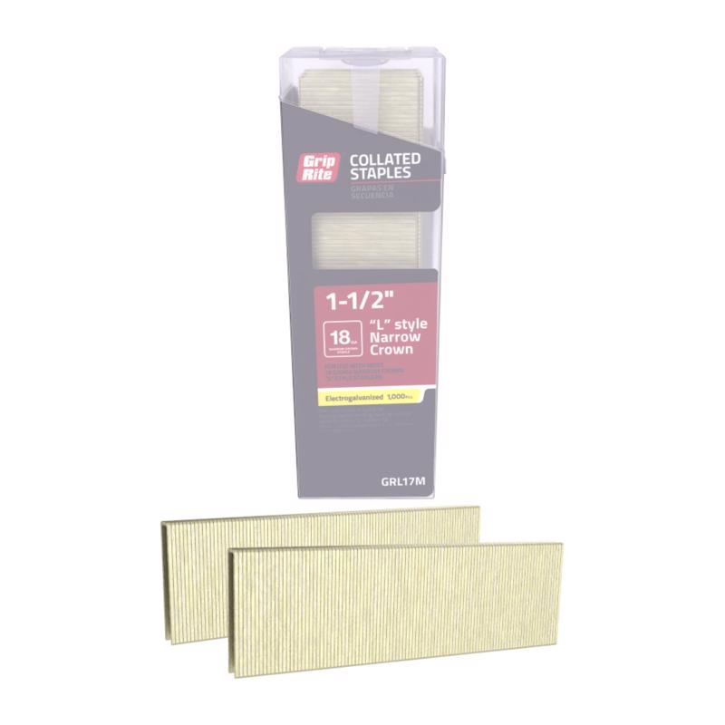 Grip-Rite L-Style 1/4 in. W X 1-1/2 in. L 18 Ga. Narrow Crown Staples 1000 pk
