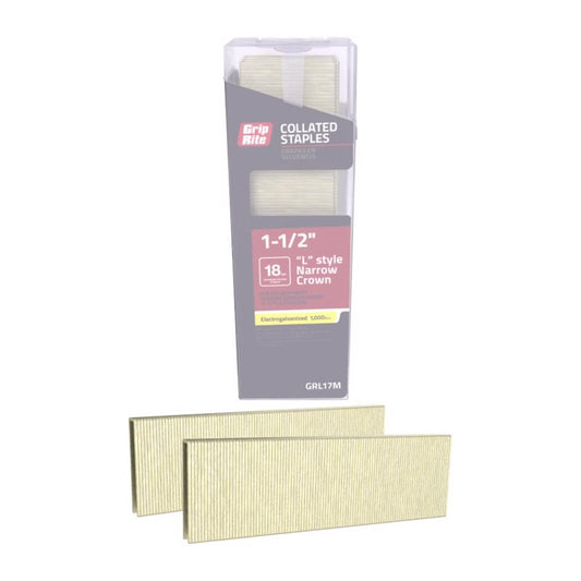 Grip-Rite L-Style 1/4 in. W X 1-1/2 in. L 18 Ga. Narrow Crown Staples 1000 pk