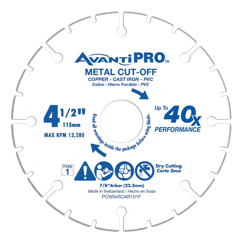 Avanti Pro 4-1/2 in. D X 7/8 in. Carbide Cut-Off Wheel 1 pc