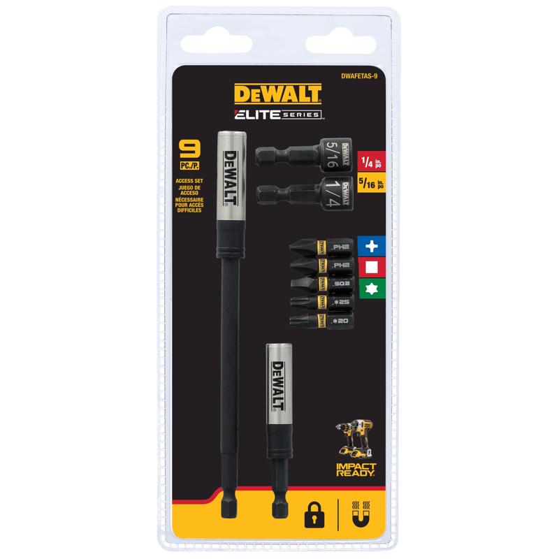 DeWalt ELITE SERIES Hex 1/4 in. Impact Driver Bit Set Steel 9 pc