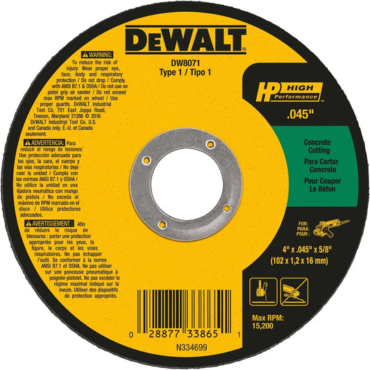 DeWalt 4 in. D X 5/8 in. X .045 in. thick Fiberglass Cut-Off Wheel