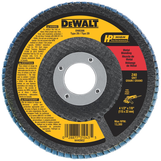 DeWalt 4-1/2 in. D X 7/8 in. X 0.250 in. thick Zirconia Flap Disc Cut-Off Wheel
